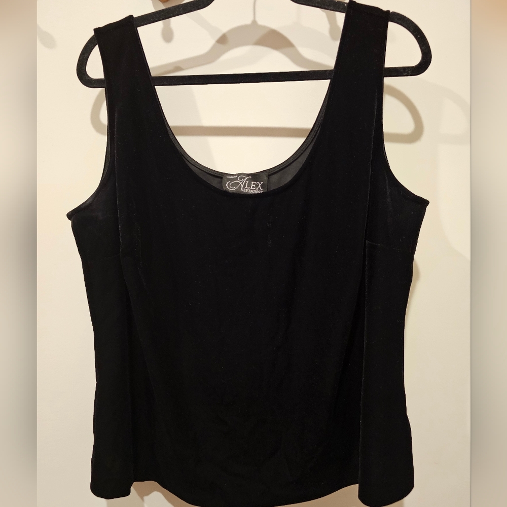 Alex Evenings Velvet Tank Top Size 2x Black Plus Size